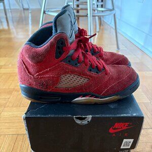Air Jordan 5, red suede, Size 4 kids